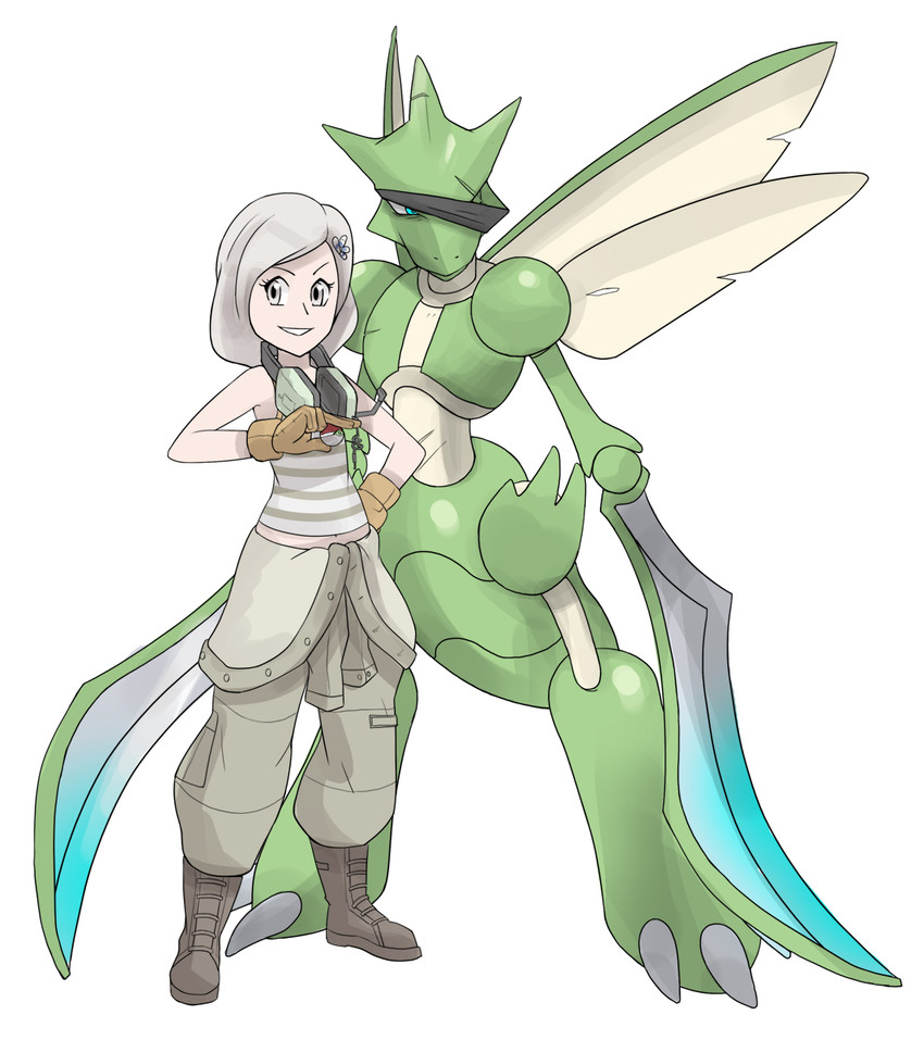 scyther and sunny emmerich (pokemon and 2 more) drawn by greenmarine