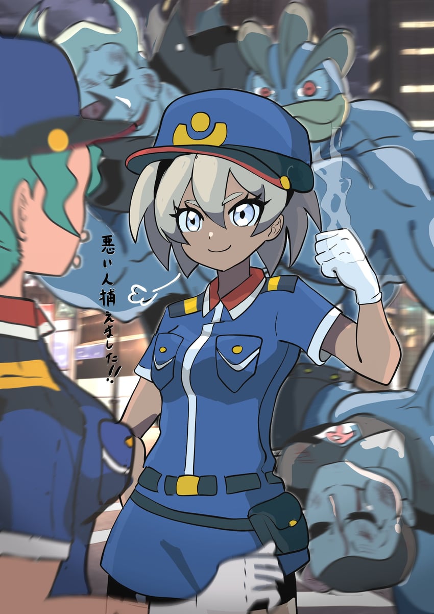 bea, machamp, giovanni, ghetsis, and jenny (pokemon and 3 more) drawn by makademia