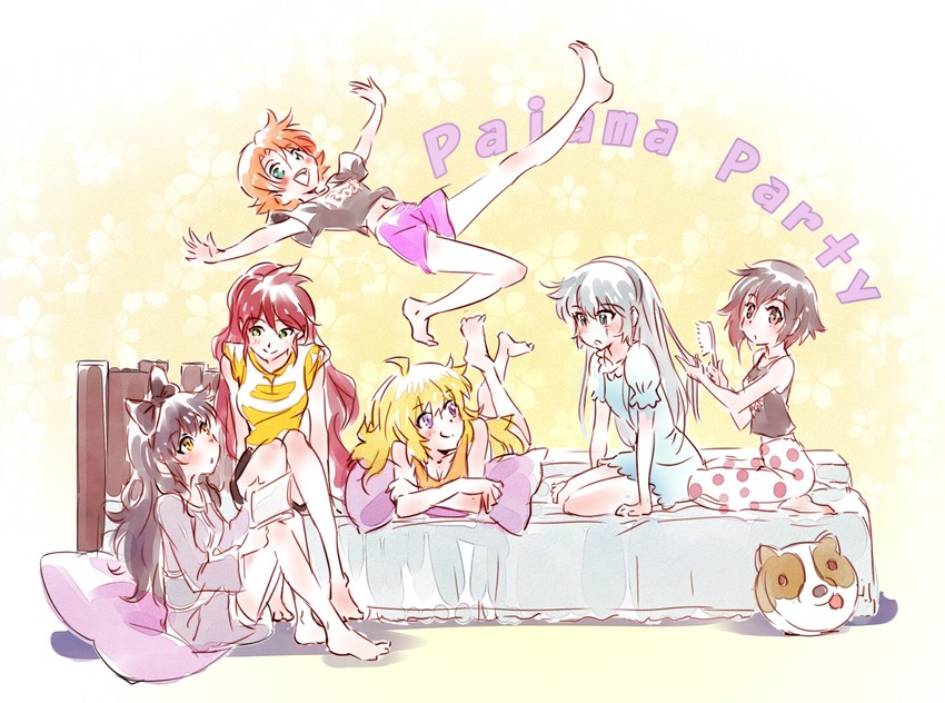 ruby rose, weiss schnee, yang xiao long, blake belladonna, pyrrha nikos, and 1 more (rwby) drawn by iesupa