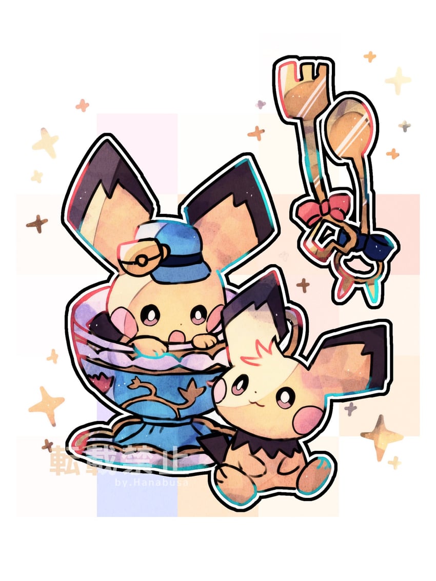 pichu and pichu brothers (pokemon and 1 more) drawn by hanabusaoekaki