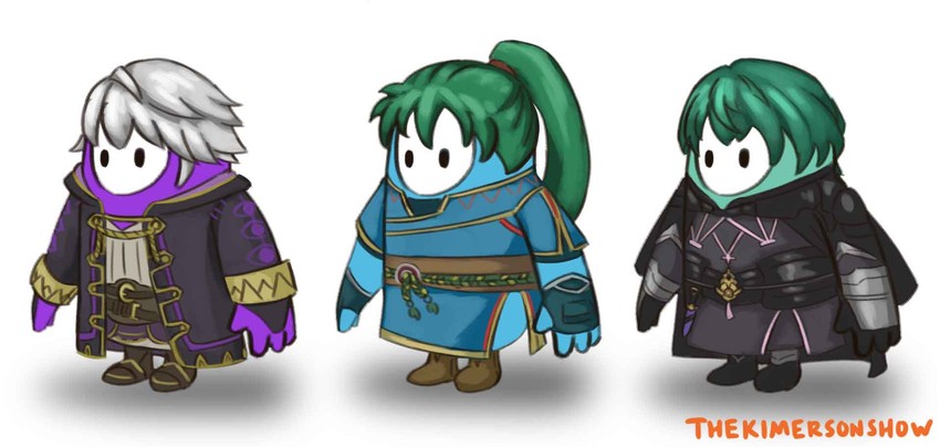 lyn, male byleth, male robin, and fall guy (fire emblem and 4 more) drawn by kimerson