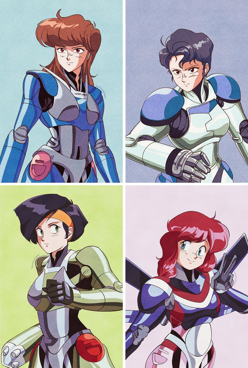 priscilla asagiri, nene romanova, sylia stingray, and linna yamazaki (bubblegum crisis) drawn by sarracenian