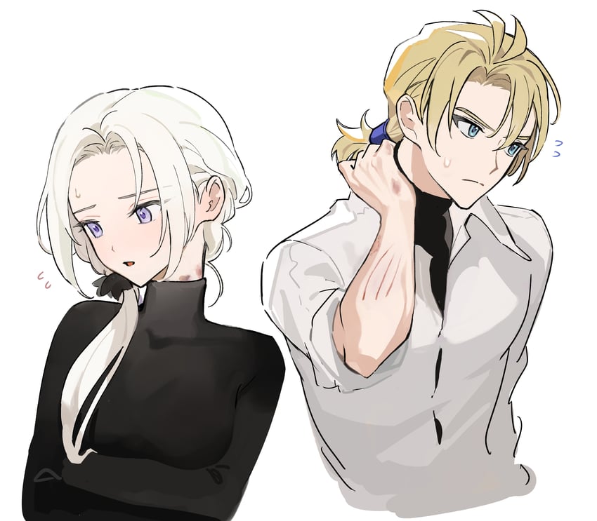 edelgard von hresvelg and dimitri alexandre blaiddyd (fire emblem and 2 more) drawn by ikaikakka