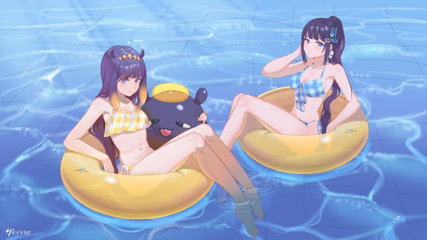 ninomae ina'nis, takodachi, and aoi nabi (hololive and 2 more) drawn by franniexo
