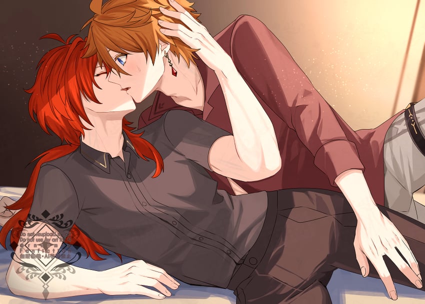 tartaglia and diluc (genshin impact) drawn by hiki_yuichi