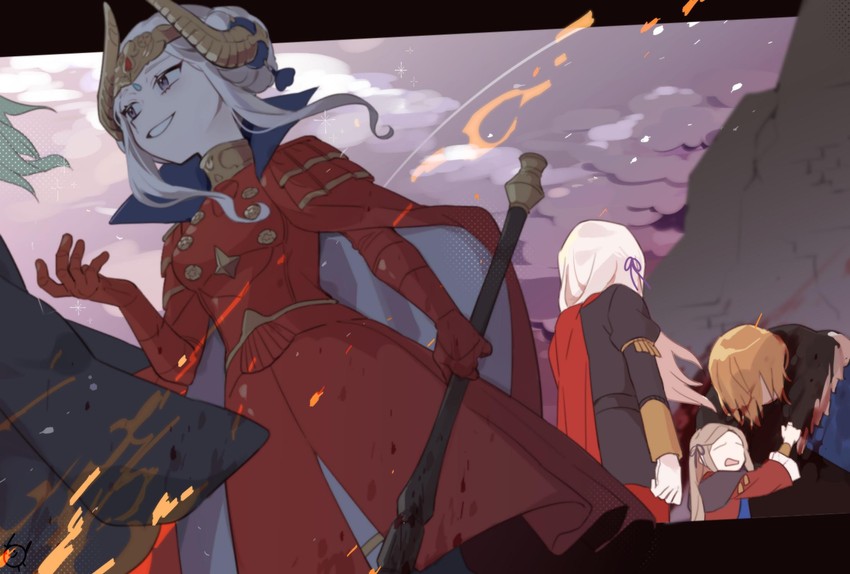 female byleth, edelgard von hresvelg, and dimitri alexandre blaiddyd (fire emblem and 1 more) drawn by friedbirdchips