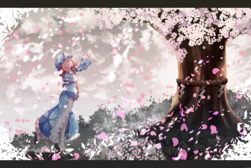 saigyouji yuyuko and saigyou ayakashi (touhou) drawn by cattleya_(a_yel_ttac)