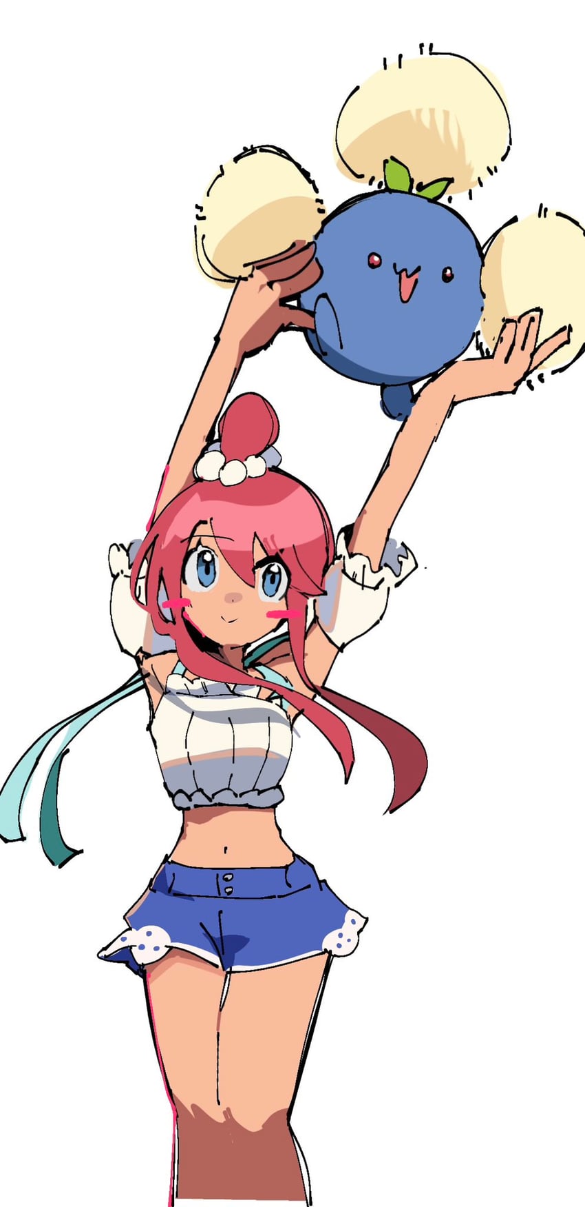 skyla and jumpluff (pokemon and 1 more) drawn by piyo_(toripoke710)