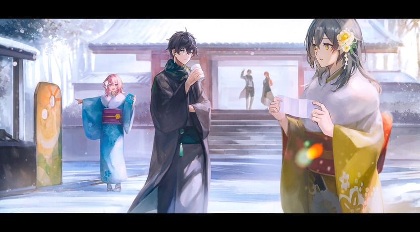 trailblazer, stelle, march 7th, dan heng, himeko, and 1 more (honkai and 1 more) drawn by anna_(drw01)
