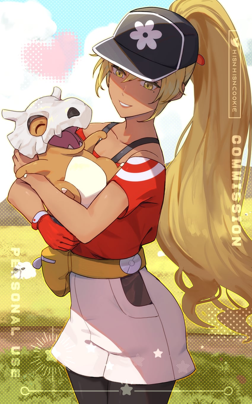 cubone and igrene (pokemon and 2 more) drawn by hsin
