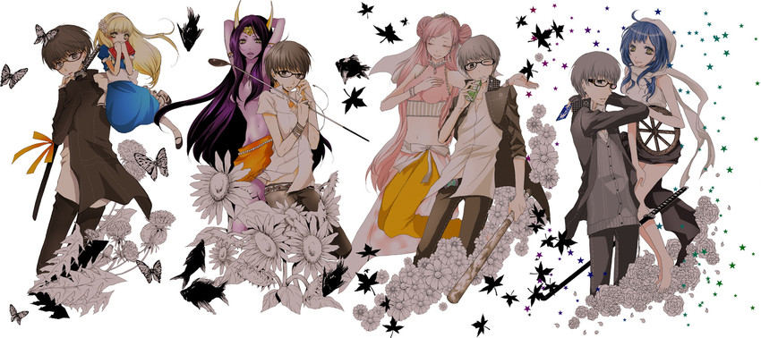 narukami yu, alice, parvati, yaksini, and fortuna (persona and 1 more) drawn by natsuko_furuya