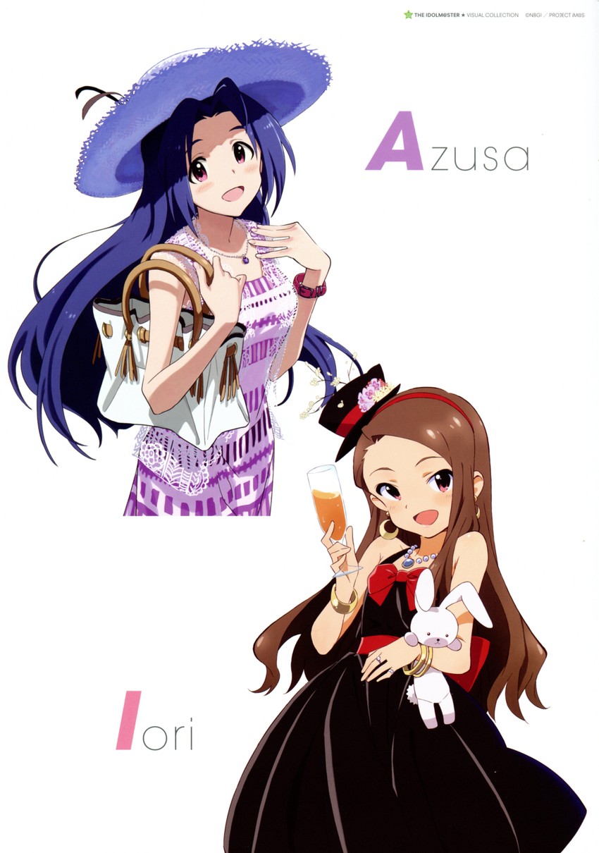 minase iori, miura azusa, and usa-chan (idolmaster) drawn by matsuo_yuusuke and yamaguchi_satoshi