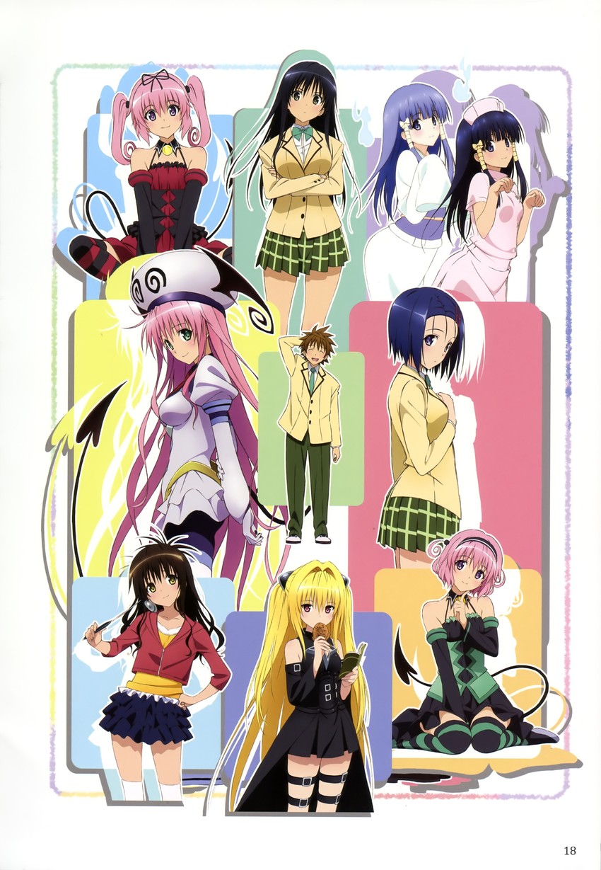 konjiki no yami, yuuki mikan, momo velia deviluke, lala satalin deviluke, kotegawa yui, and 5 more (to love-ru) drawn by oka_yuuichi