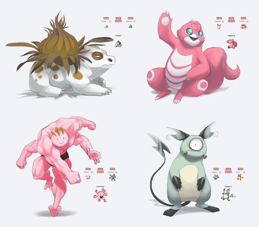 bulbasaur, raichu, machamp, wigglytuff, cubone, and 3 more (pokemon) drawn by gittetj