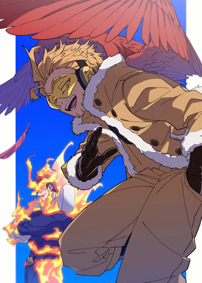 endeavor and hawks (boku no hero academia) drawn by tomotarou_(8krmj7)