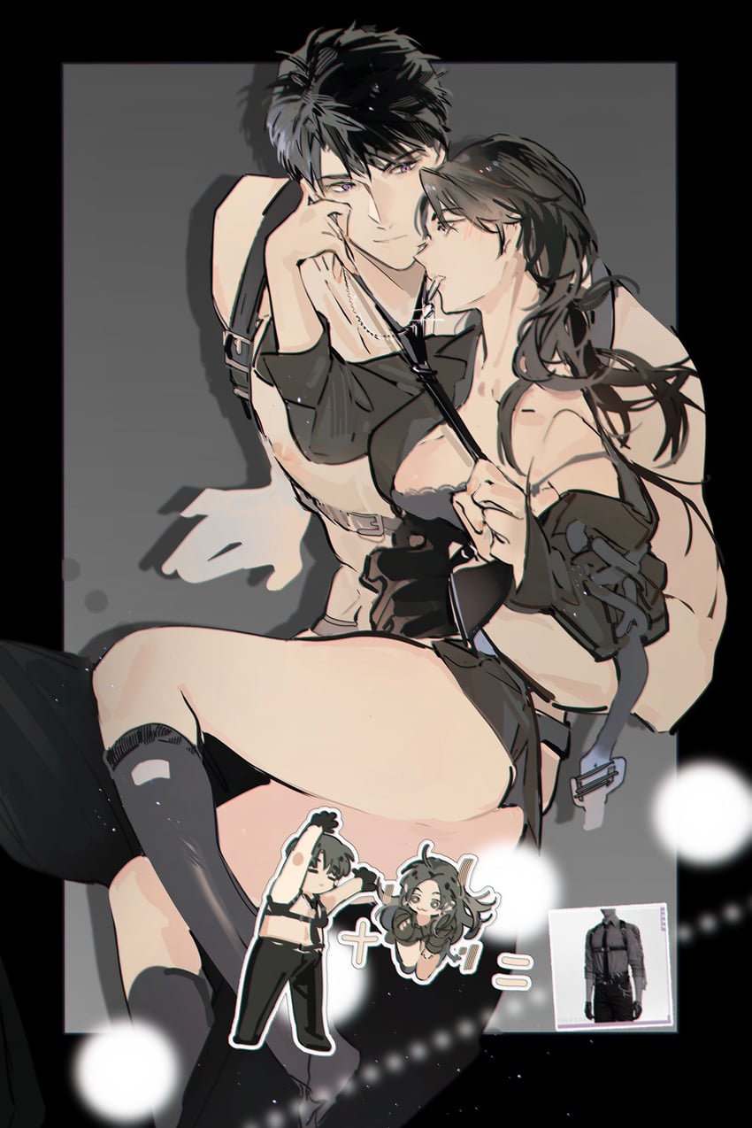 protagonist and caleb (love and deepspace) drawn by lrrcakie
