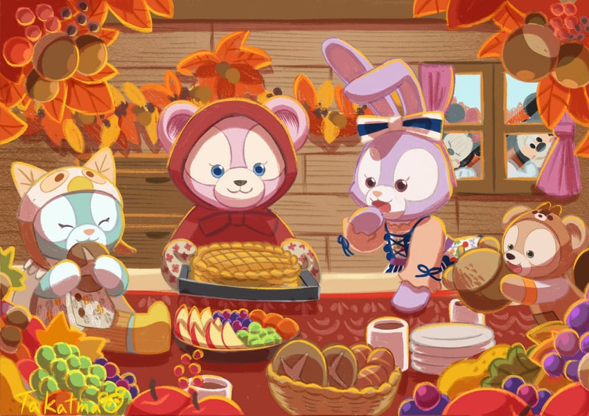 mickey mouse, minnie mouse, duffy the disney bear, shelliemay, stellalou, and 1 more (duffy and friends) drawn by takatmaorange