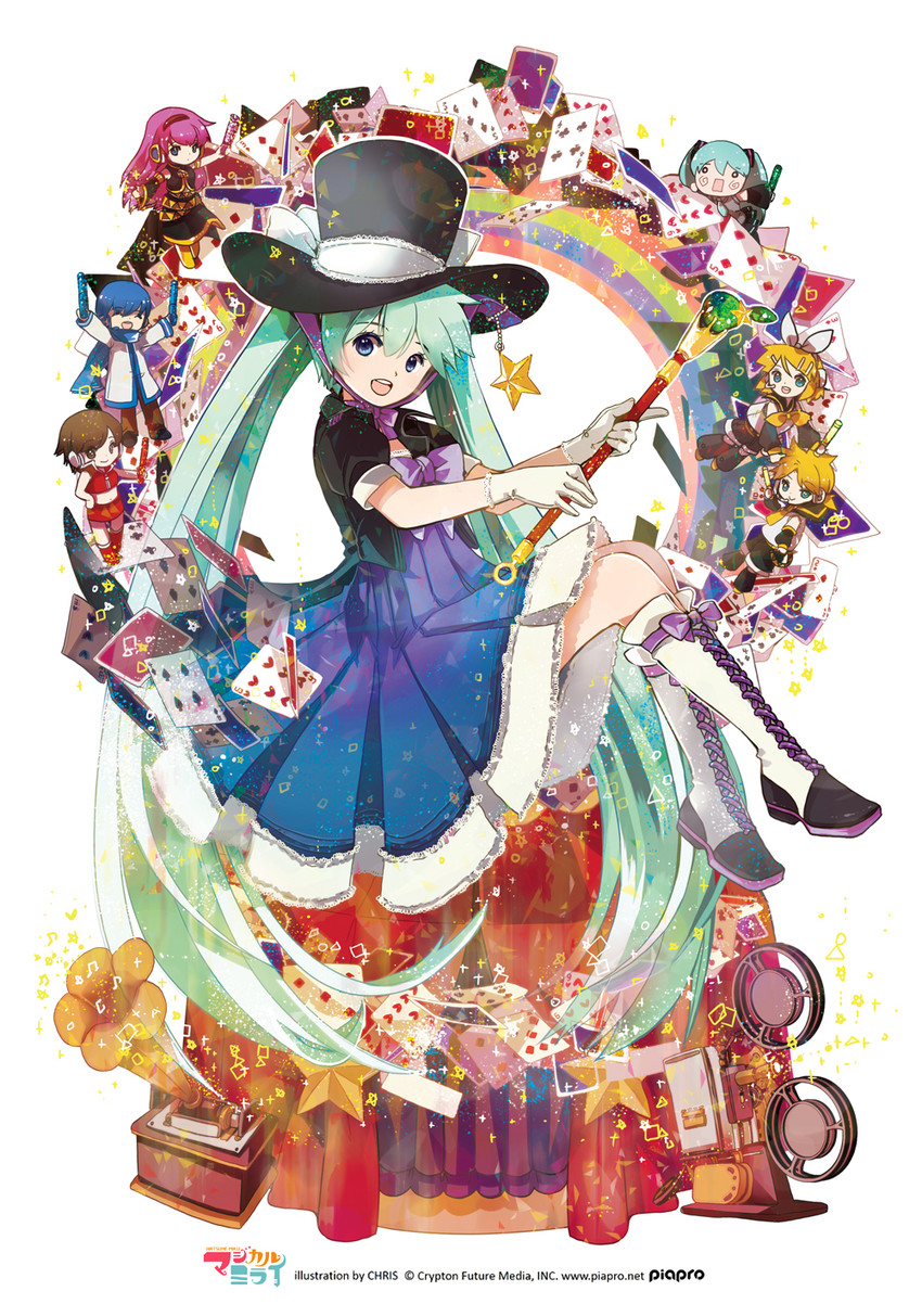 hatsune miku, kagamine rin, kagamine len, megurine luka, kaito, and 3 more (vocaloid and 1 more) drawn by chris4708