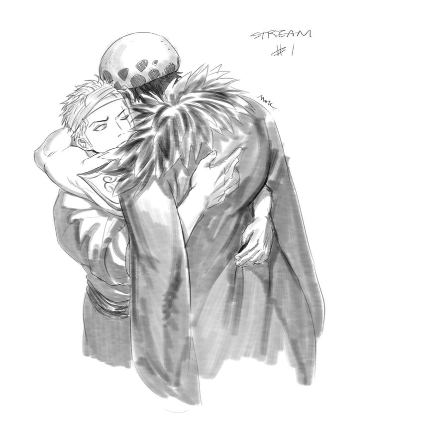 roronoa zoro and trafalgar law (one piece) drawn by nok_(nok_1)
