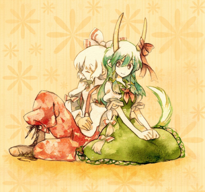 fujiwara no mokou, kamishirasawa keine, and ex-keine (touhou) drawn by shinoasa