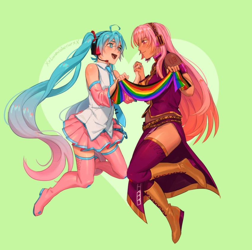 hatsune miku and megurine luka (vocaloid) drawn by xxlunawarriorxx