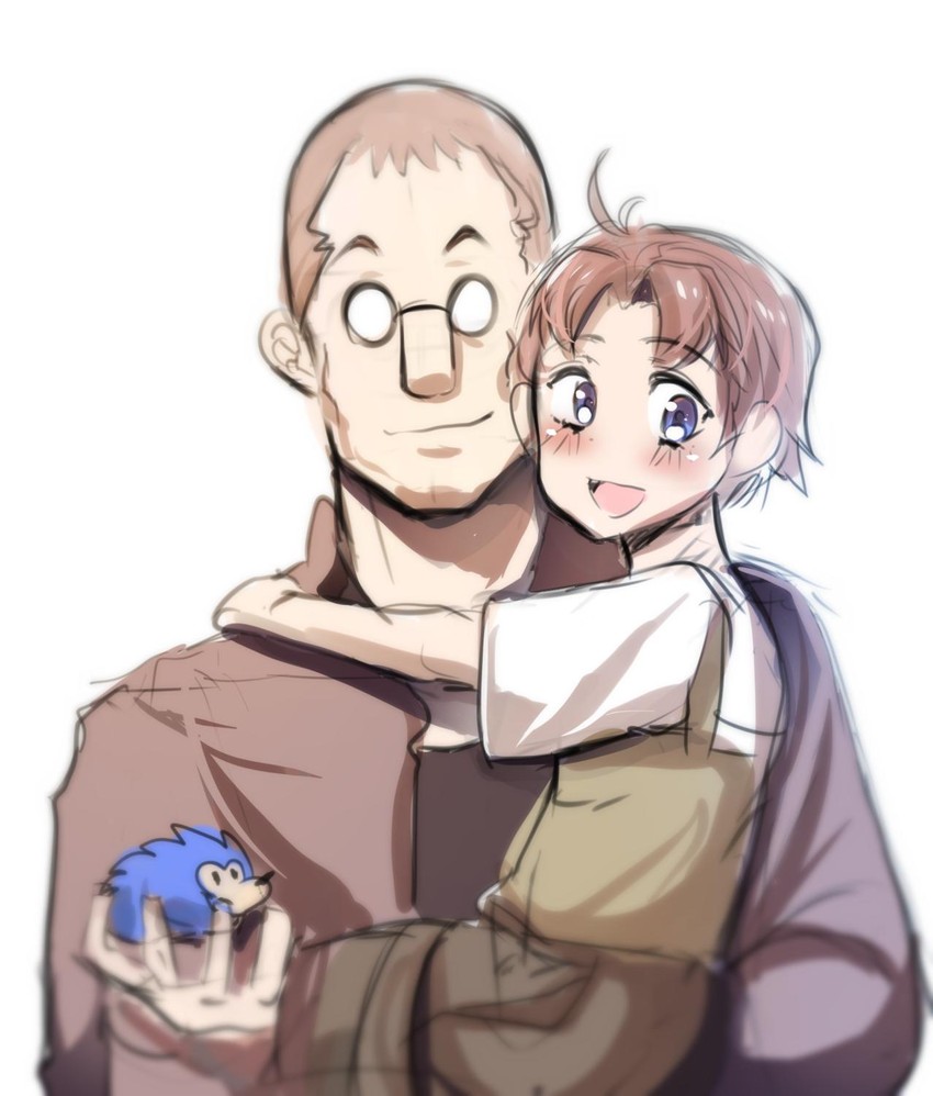 sonic the hedgehog, nina tucker, and shou tucker (fullmetal alchemist and 2 more) drawn by hinghoi