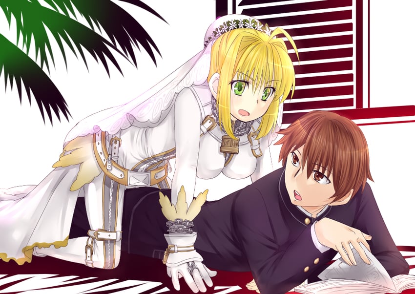 nero claudius and kishinami hakuno (fate and 2 more) drawn by urako