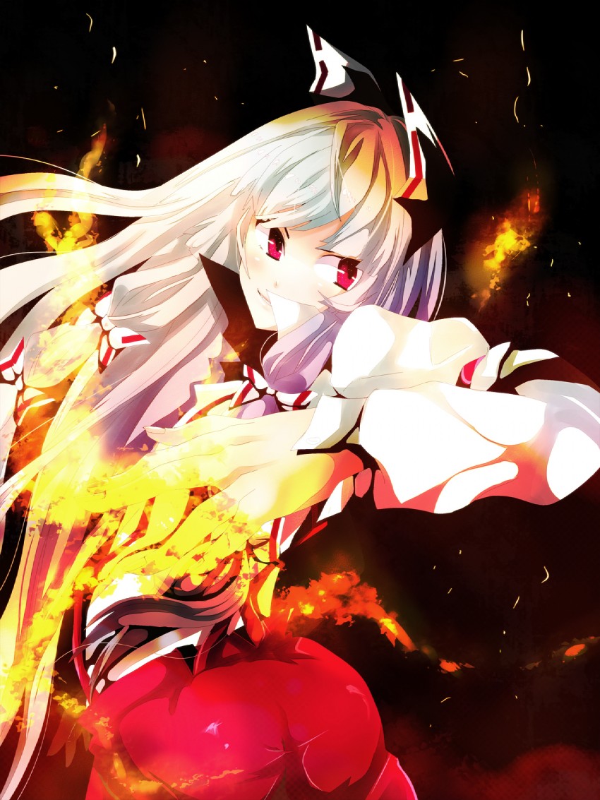 fujiwara no mokou (touhou) drawn by yamineko