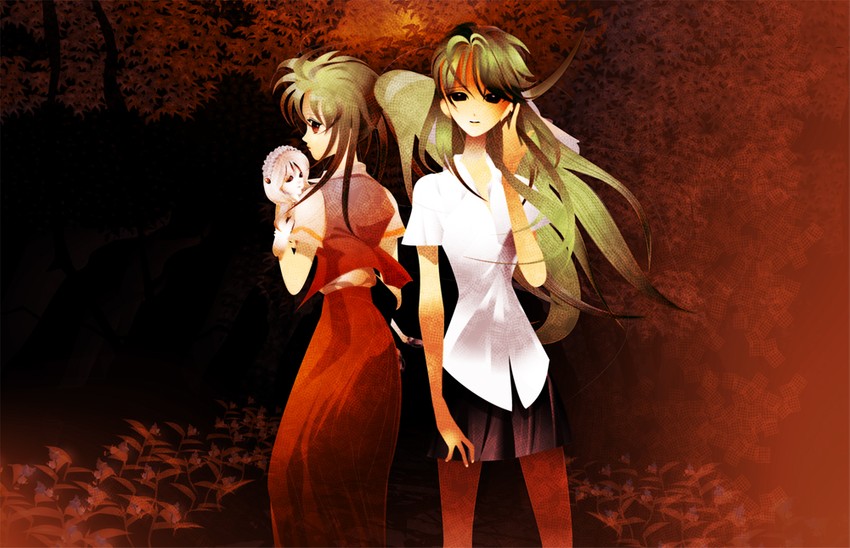 sonozaki mion and sonozaki shion (higurashi no naku koro ni) drawn by uru_(pixiv1606516)