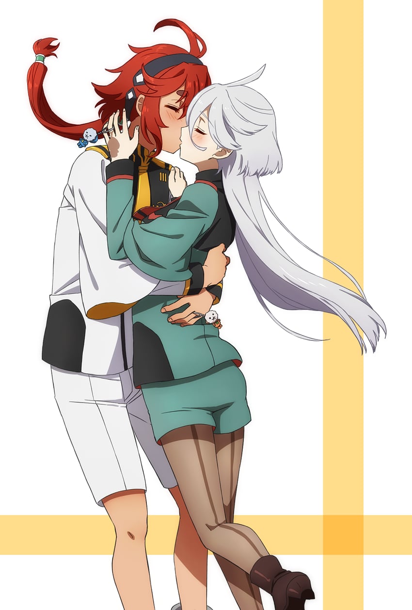 suletta mercury, miorine rembran, hots, and cool (gundam and 1 more) drawn by oiun