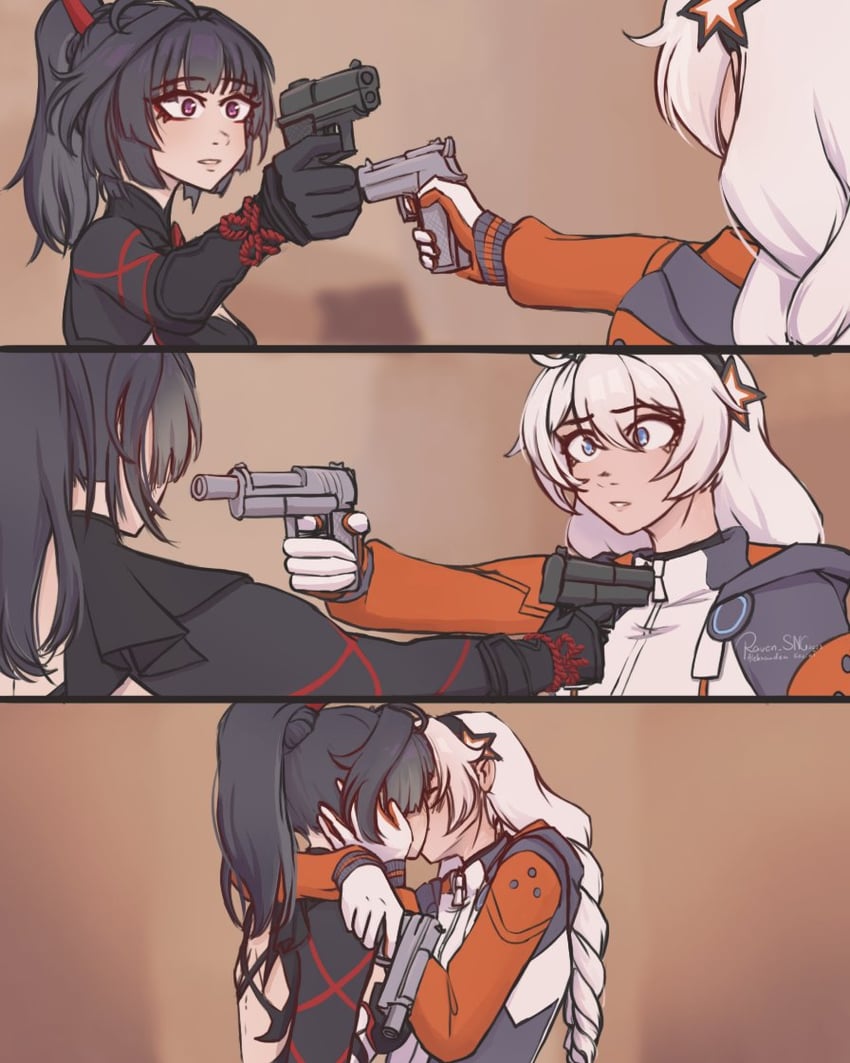 kiana kaslana and raiden mei (honkai and 2 more) drawn by raven_sng