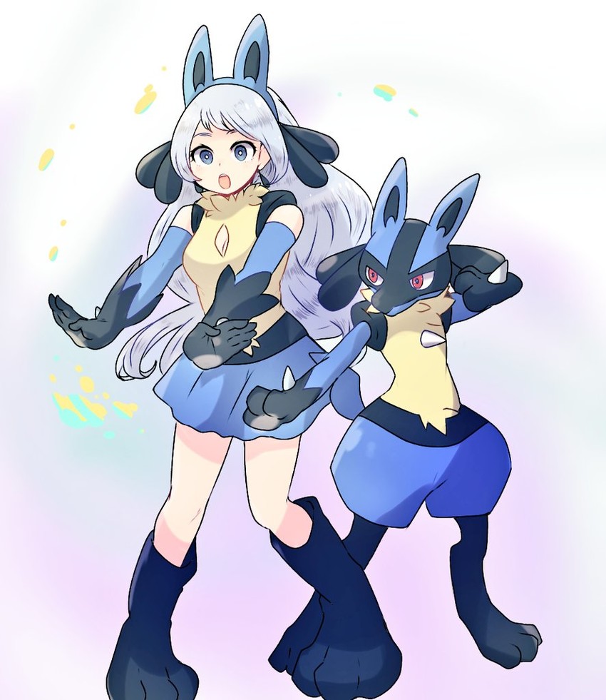 lucario and hado nejire (pokemon and 1 more) drawn by don7no3