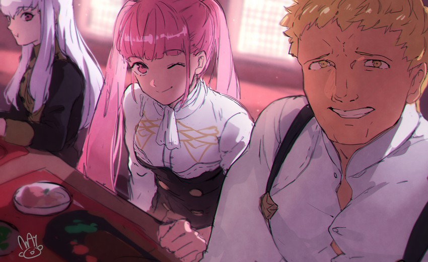 hilda valentine goneril, lysithea von ordelia, and raphael kirsten (fire emblem and 1 more) drawn by mayo_(becky2006)