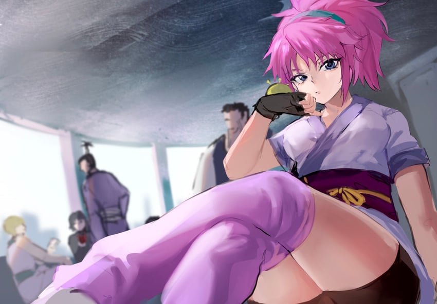 shizuku murasaki, machi komacine, shalnark, nobunaga hazama, and franklin bordeau (hunter x hunter) drawn by ababababa_abya