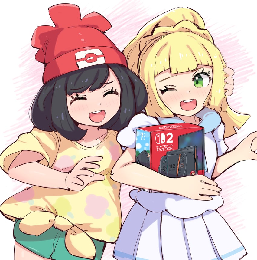lillie and selene (pokemon and 1 more) drawn by kutabireta_neko