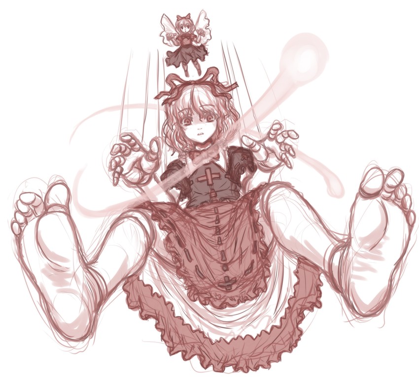 medicine melancholy, su-san, and number 15 gimmick puppet giant grinder (touhou and 2 more) drawn by kuro_suto_sukii