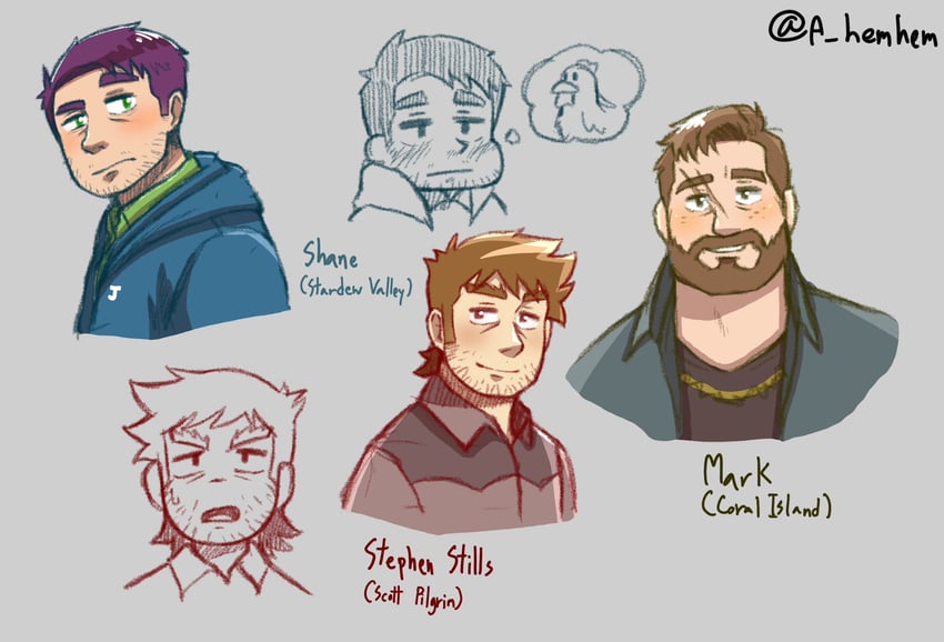 stephen stills, shane, and mark (scott pilgrim and 2 more) drawn by a_hemhem