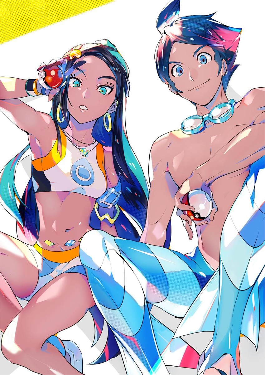 nessa and marlon (pokemon and 2 more) drawn by yuuichi_(bobobo)