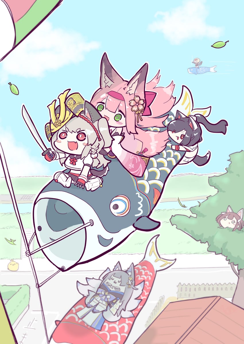 manjuu, shinano, yuudachi, shigure, hanazuki, and 2 more (azur lane) drawn by himajin_(fd_jin)