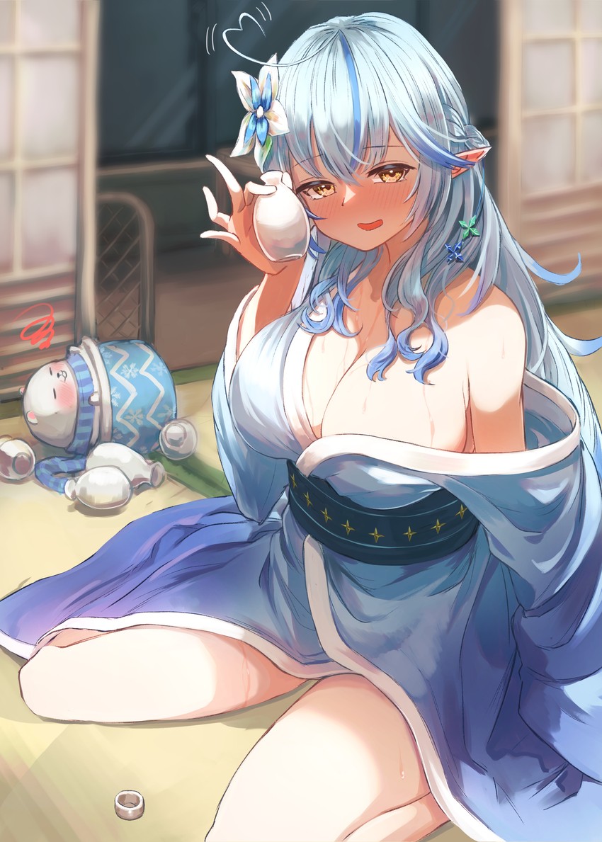 yukihana lamy and daifuku (hololive) drawn by roco_(rocoroco1115)