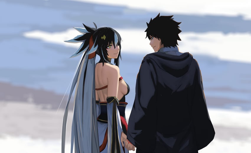 fujimaru ritsuka, nagao kagetora, and uesugi kenshin (fate and 1 more) drawn by paperpillar