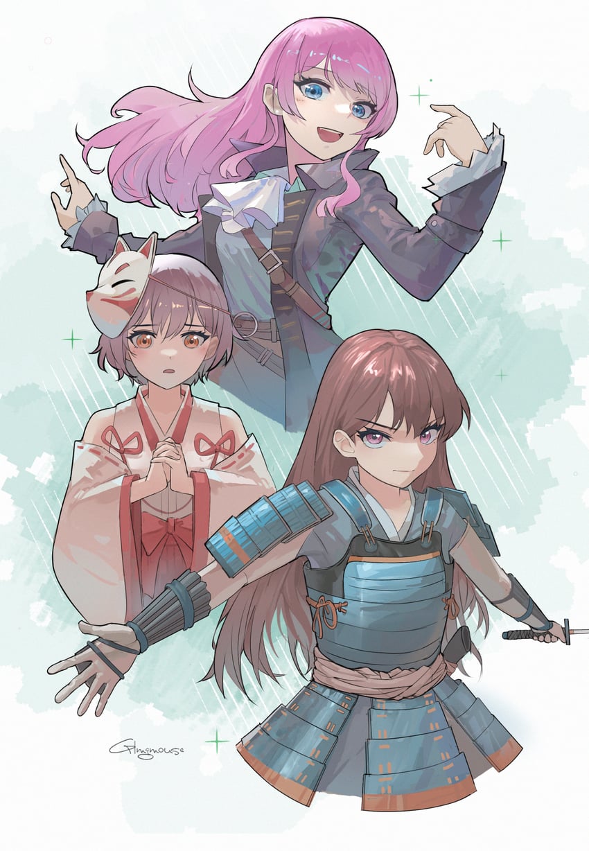 chihaya anon, shiina taki, and takamatsu tomori (bang dream! and 1 more) drawn by gblamgo