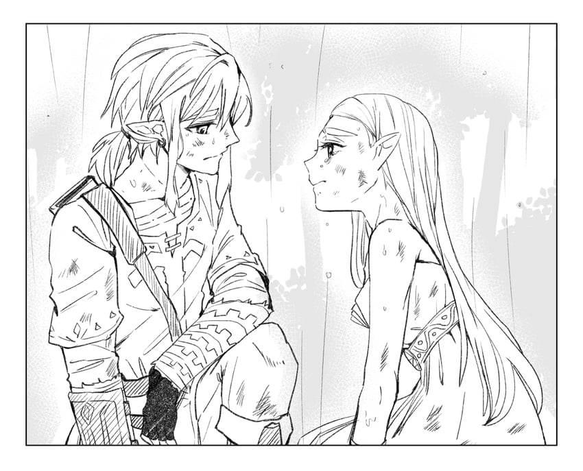 link and princess zelda (the legend of zelda and 1 more) drawn by zmauuchan
