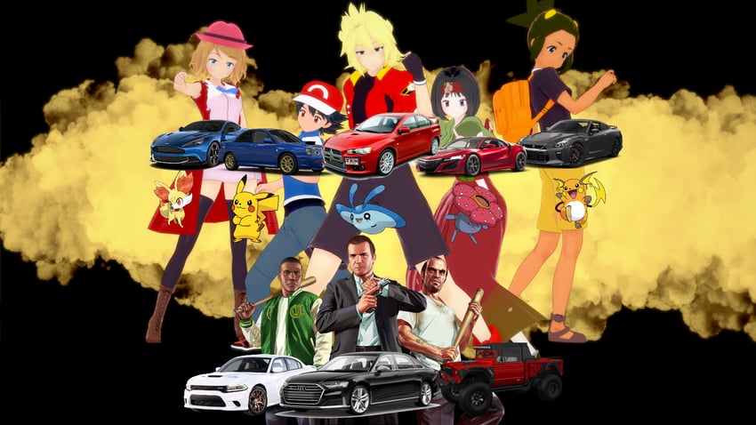 pikachu, ash ketchum, serena, erika, hau, and 8 more (pokemon and 7 more)