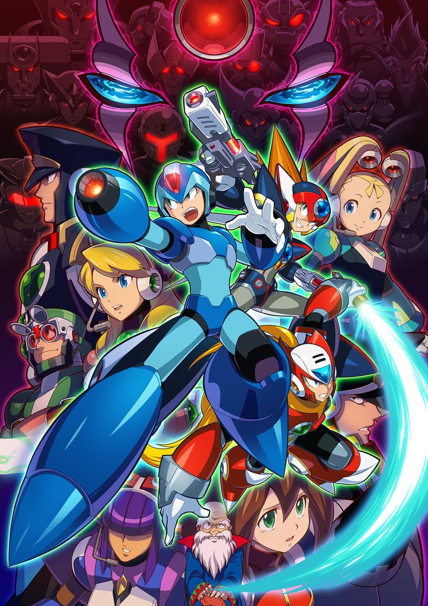 zero, x, iris, axl, alia, and 21 more (mega man and 8 more) drawn by mizuno_keisuke