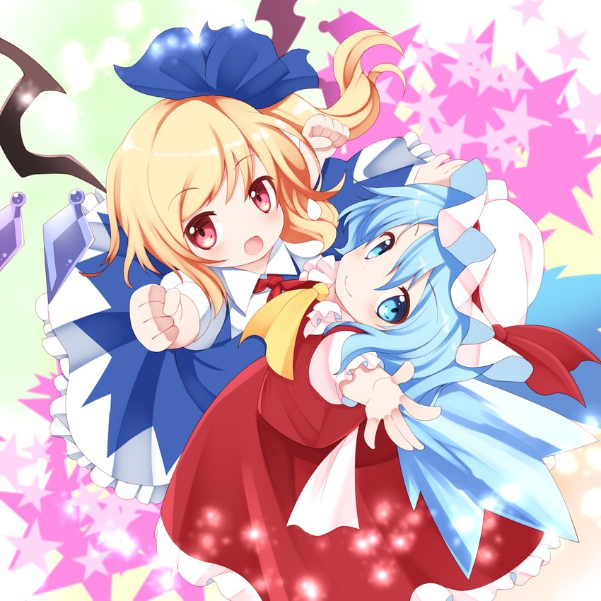 flandre scarlet and cirno (touhou) drawn by satoru_(enheionline)