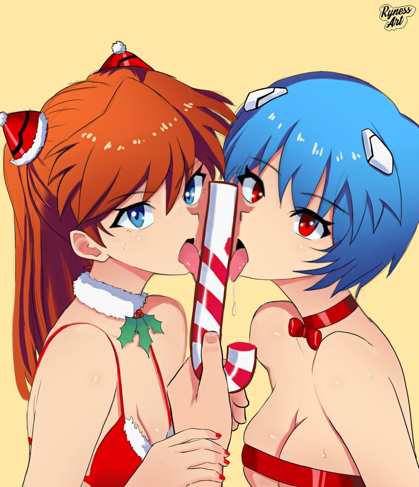 souryuu asuka langley and ayanami rei (neon genesis evangelion) drawn by ryness