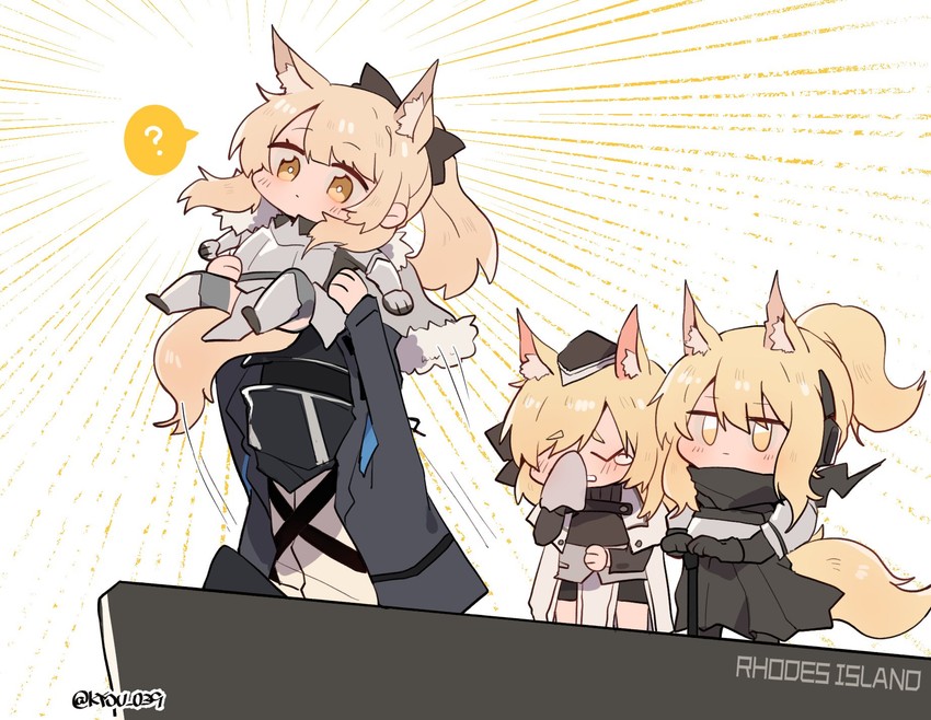 doctor, nearl, blemishine, and whislash (arknights and 1 more) drawn by kyou_039