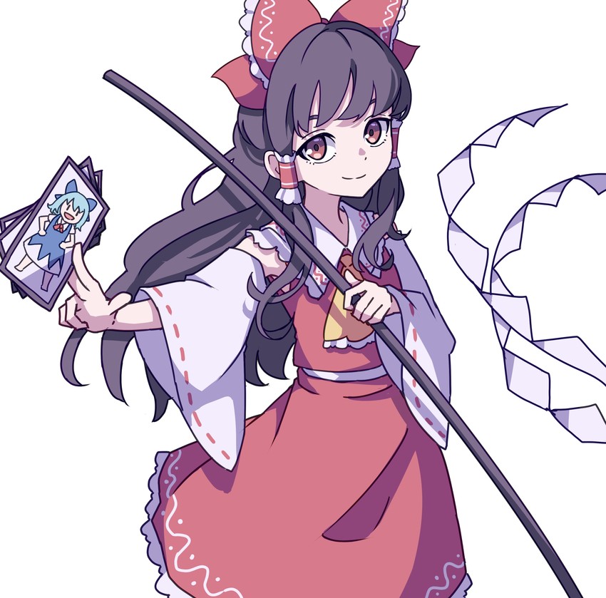 hakurei reimu and cirno (touhou and 1 more) drawn by kame_(kamepan44231)