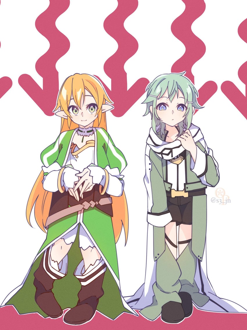 sinon and leafa (sword art online) drawn by neosight